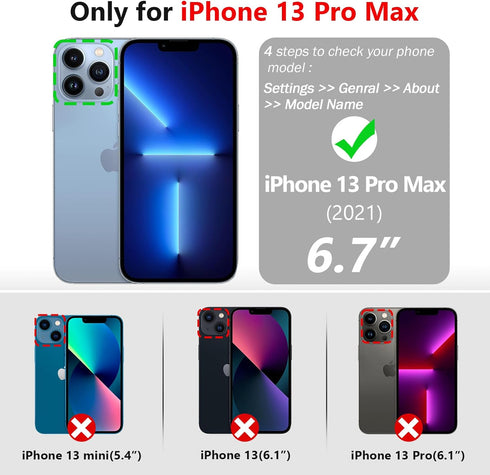 Varikke for iPhone 13 Pro Max Wallet Case Detachable with Card Holder for Women, Fashion Glitter PU Leather Strap Magnetic Flip Wallet Removable P...