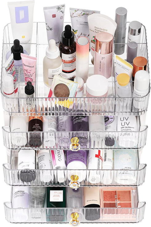 Coloch Plastic Makeup Organizer with 3 Drawers, Cosmetics Display Case for Vanity Countertop Organization Box for Makeup, Skincare, Lipsticks, Jew...