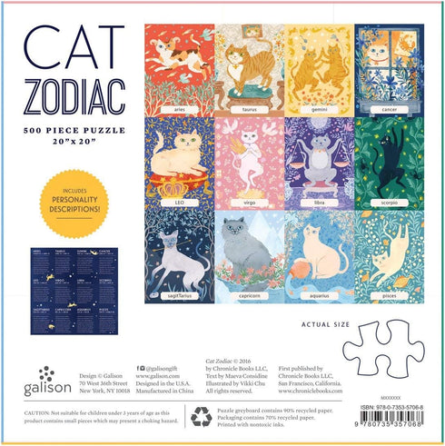 Galison Cat Zodiac 500 Piece Puzzle, Multicolor, 1 EA...