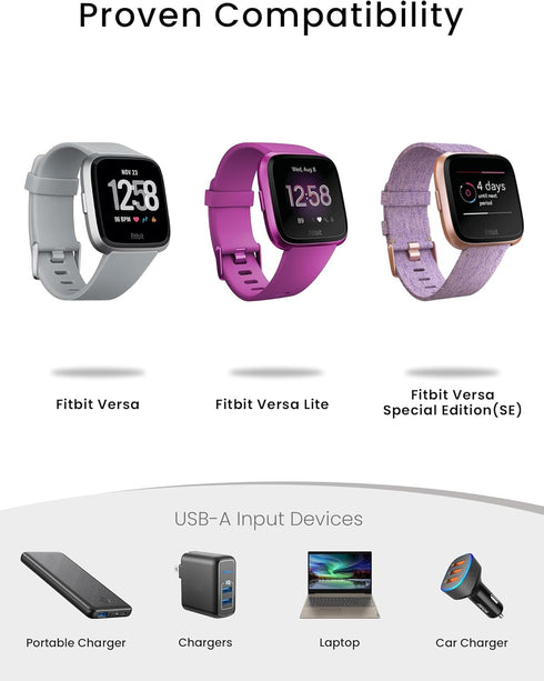 Charger for Fitbit Versa 1/ Versa Lite/Versa SE Replacement Charging Dock Cable for Versa, Versa SE, Versa Lite Smart Watch (3.3ft/1m)......