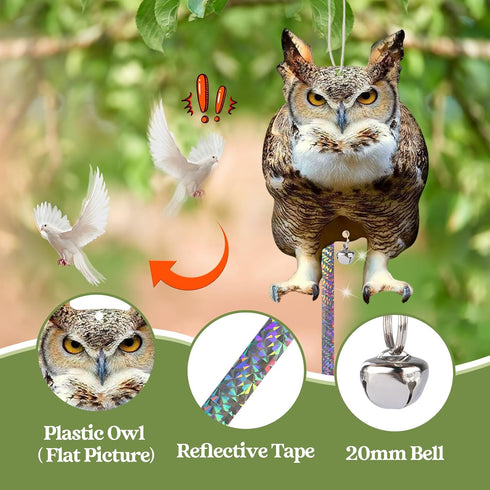 Bird Scare Devices Bird Scarers: Fake Owls to Keep Birds Away, Cardboard Owl Bird Control, Plastic Owls, Bird Reflector with Reflective Tape, 2PCS...