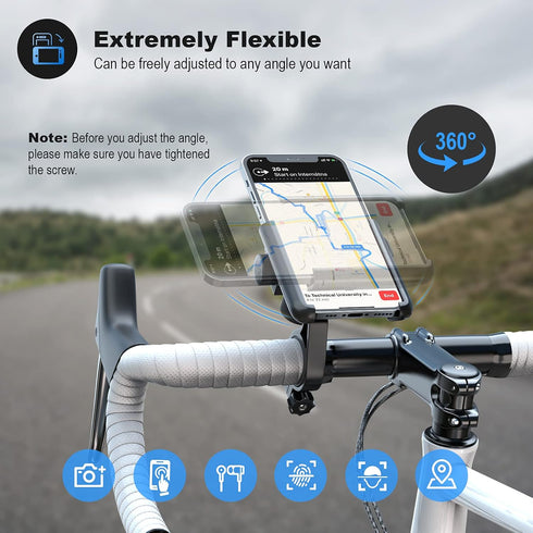 Upgraded Bike Phone Mount 360° Rotatable Universal Bicycle Motorcycle Scooter Bike Accessories Handlebar Phone Clip Holder for Any Smartphones Bet...