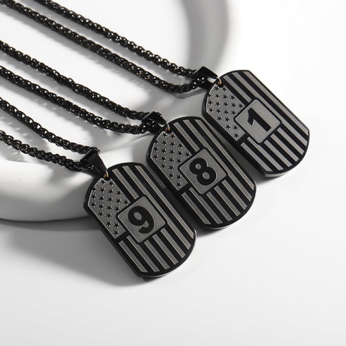 Baseball Football Basketball Soccer Number Necklace for Men Boys Son Boyfriend Grandson Nephew Brother Daughter, American Flag 0-99 Stainless Stee...