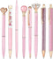 Jxueych 8 Pack Aesthetic Ballpoint Pens for Women Girls, Cute Pens Office Supplies Desk Decor, Stylus Tip, Crystal Diamond, Glitter, Liquid Sand F...