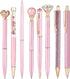 Jxueych 8 Pack Aesthetic Ballpoint Pens for Women Girls, Cute Pens Office Supplies Desk Decor, Stylus Tip, Crystal Diamond, Glitter, Liquid Sand F...