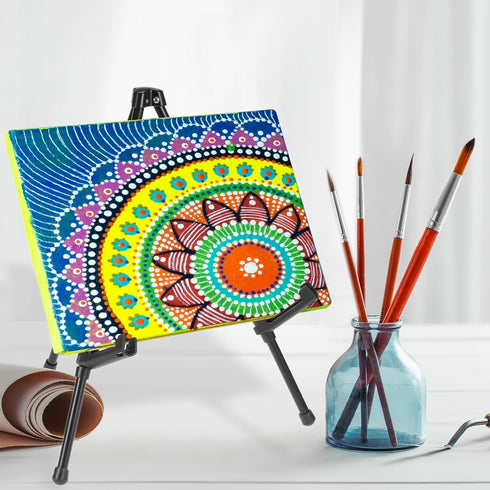 PATIKIL 1Set Tabletop Easel Stand for Display, 14in Table Top Easel Stand Small Portable Tripod Aluminum for Signs Poster Art Painting Decor Pictu...