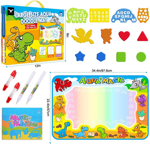 Kids Toys Water Doodle Mat: Dinosaur Painting Coloring Pad for Toddlers 1-3 - Aqua Magic Drawing Board for 2 3 4 Year Old Toddler Arts and Crafts ...