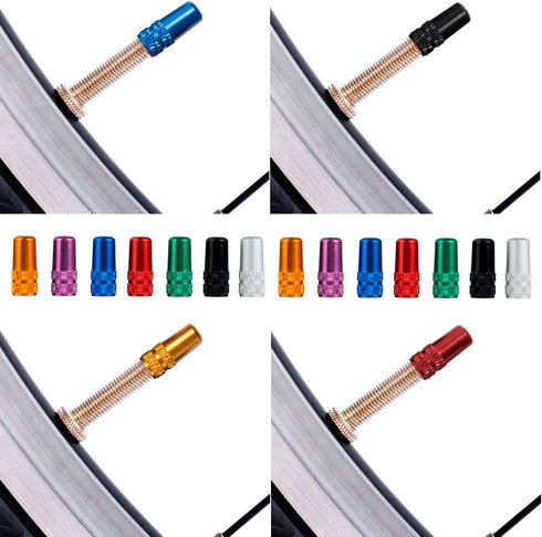 Presta Valve Cap 14 pcs Bike Tire Valve Caps Multi-Color Anodized Machined Aluminum Alloy Bicycle Dust Covers French Style...