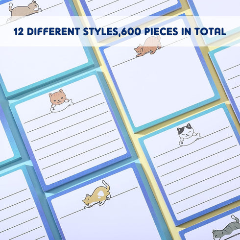 12 Pack Cat Sticky Notes Small to Do List Notepad Funny Cute Note Pads Kitty Sticky Notes Cat Theme Self Stick Note Pads Memo Pads for Office Scho...