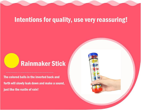 2PCS 8inchs Rain Maker Stick Tube Shaker Sensory Auditory Musical Instrument,Plastic Rainmaker Rainstick for Kids and Baby...