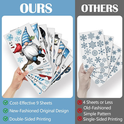 Yovkky 125 PCS Hello Winter Gnome Window Clings 9 Sheets, Snowman Cardinal Red Birds Christmas Tree Stickers Decals Decor, Pine Branch Snowflakes ...