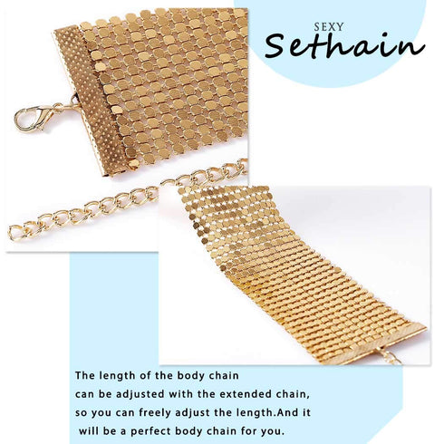 Sethain Boho Sequin Choker Necklace Gold Shiny Sequins Short Chain Party Necklace Jewelry Accessories for Women and Girls...
