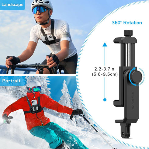 Sametop Phone Chest Mount Harness Holder Mobile Phone Strap Clip Compatible with iPhone Samsung GoPro 12/11/10/9/8 DJI Osmo and Most Cell Phones A...