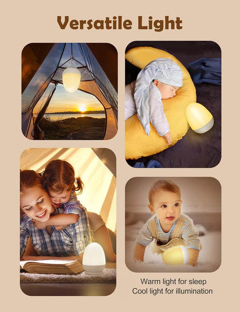 JolyWell Baby Night Light for Kid, Portable Egg Nightlight with Stable Charging Pad, Touch Nursery Night Lamp for Breastfeeding, Toddler Night Lig...