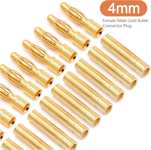 100 PCS RC Bullet Connectors 2mm 3.5mm 4mm Female Male Gold Banana Bullet Connector Plug with Heat Shrink Tube...