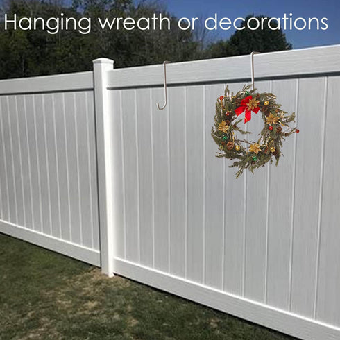 8 Pack White Vinyl Fence Hooks, 2 x 6 inch Pergola Patio Hooks Hangers for Hanging Plants, Planters, Bird Feeders, Lights, Lanterns, Tools...