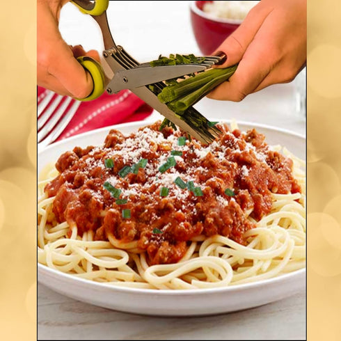 Herb Scissors, Stainless Steel Multipurpose 5 Blade Kitchen Herb Shears, Herb Cutter with Safety Cover and Cleaning Comb for Chopping Basil Chive ...