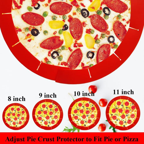 Adjustable Pie Crust Shields Baking Protectors, Silicone Cover Ring Fits 8-11.4 Inch Pies, Baking Pie Pizza Crust Shield Protector Cover for Edges...