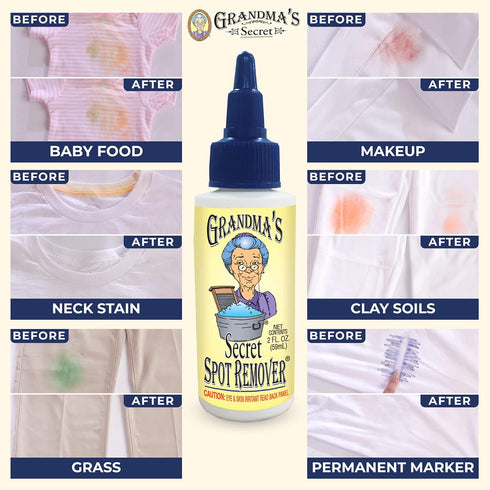 Grandma's Secret Spot Remover - Chlorine, Bleach, and Toxin-Free Stain Remover - Stain Remover for Clothes - Fabric Stain Remover Removes Oil, Pai...