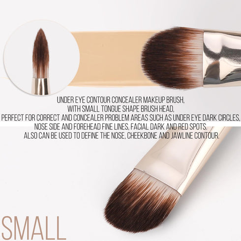 KINGMAS 2Pcs Foundation Makeup Brush, Premium Under Eye Nose Contour Brush, Flat Tongue-Shape Concealer Makeup Brush for Liquid Cream Foundation P...