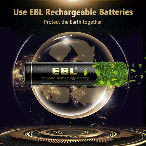 EBL Gold Pro Rechargeable AA Batteries 1.2V 2800mAh NIMH Battery Upgraded High Capacity AA Battery Precharged Double A Battery - 8 Packs...