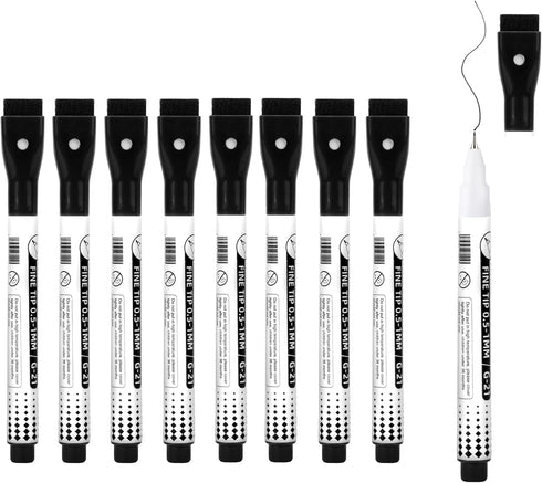 EEOYU Ultra Fine Tip Magnetic Dry Erase Markers, 0.7mm Fine Tip, Whiteboard Markers with Erasers Cap for School, Office and Home (8 Pack/Black)...