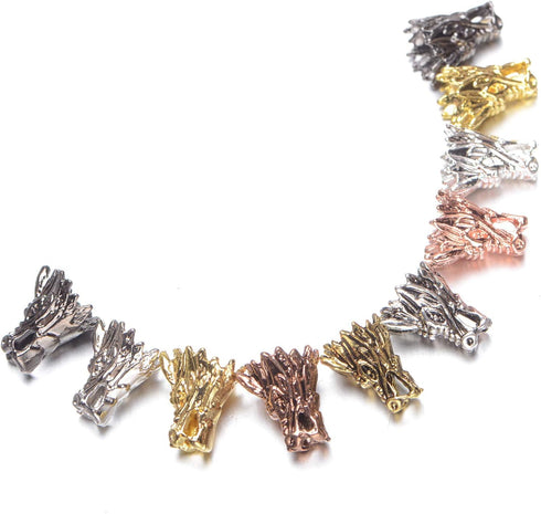 AD Beads Solid Metal 10 Pieces 12x15mm Dragon Head Spacer Assorted Mixed Color Beads...