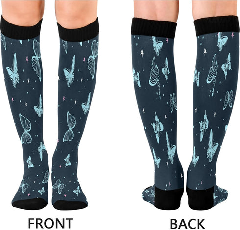 Pretty Butterfly Compression Socks for Women Men,Knee High Stockings for Athletic Sports,Running,Travel (20-30mmHg), C06S20017...