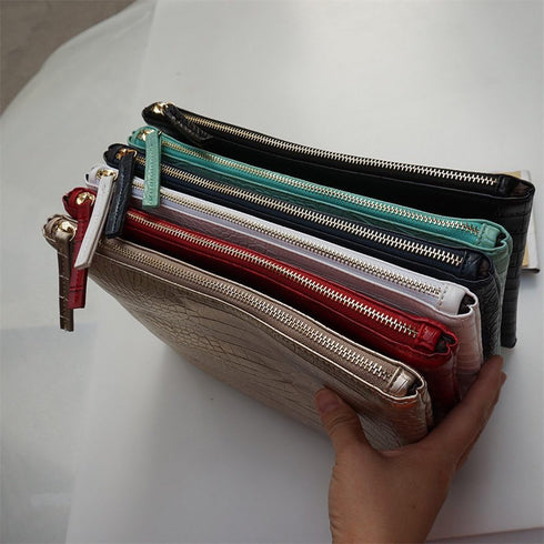 Women Clutches Crocodile Grain PU Leather Envelope Clutch Bag...