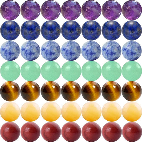 7 Chakra Natural Stone Beads Mixed 100pcs 8mm Round Genuine Real Stone Beading Loose Gemstone Amethyse Color DIY Smooth Beads for Bracelet Necklac...