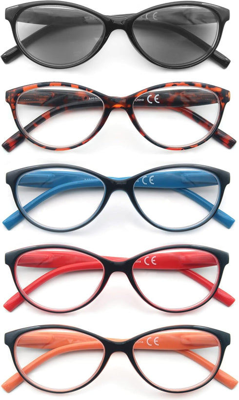 HEEYYOK Reading Glasses Women 1.50 5-Pack,Beautiful Women Readers,Quality Spring Hinge Colorful Inculding Sun for Reading Outdoors...