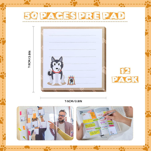 Handepo 12 Pack Dog Cat Notepad Small to Do List Sticky Notes Funny Cute Note Pads Dog Sticky Notes Puppy Cat Theme Self Stick Note Pads Memo Pads...