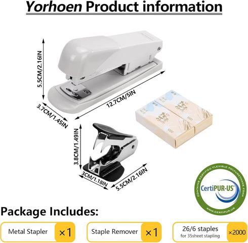 Office Stapler for Desk with Staples,25 Sheet Capacity Incorporate Standard Staples,Staple,Remover Set for Classroom Desktop Teacher(Gray)...