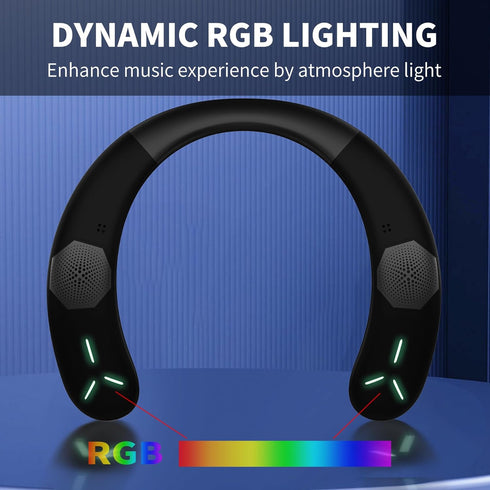 Neckband Bluetooth Speaker, Neck Speaker Bluetooth Wireless with True 3D Stero Sound, Wearable Speaker with Dynamic GRB & AUX, Portable Soundwear ...