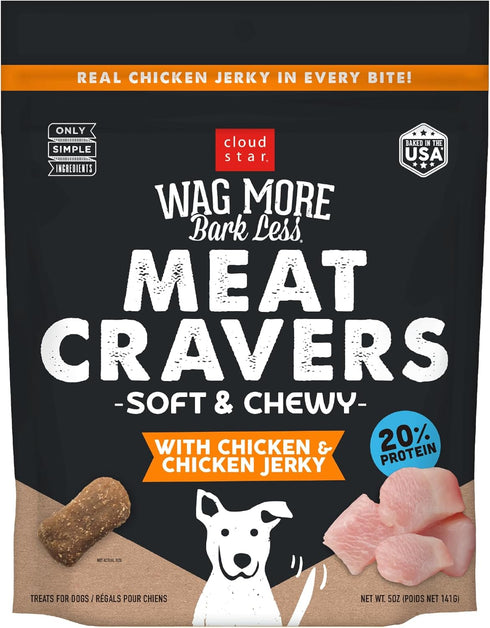 Cloud Star Wag More Bark Less Meat Cravers Soft Chews Dog Treats, Chicken 5 oz. Bag...