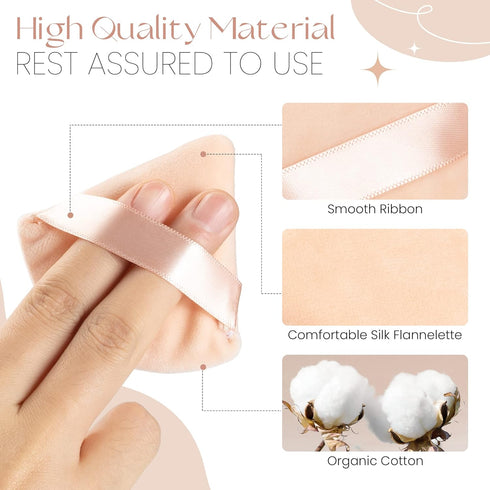 MOTZU 6 Pieces Powder Puff for Face , Cotton Velour Triangle Makeup Puff for Setting, Contouring, Under Eyes, and Corners, 2.76-inch Normal Size, ...