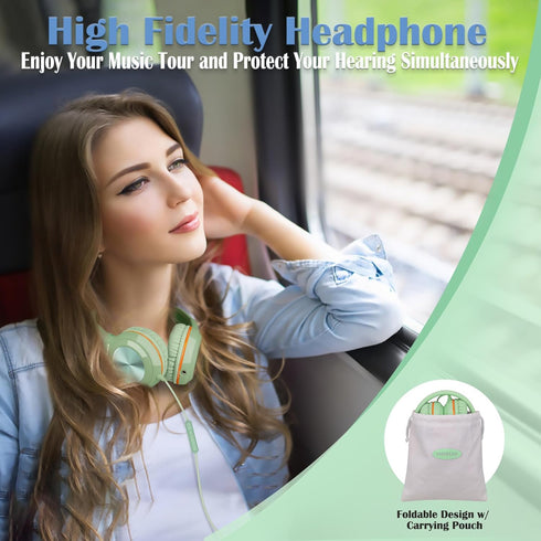 SIMOLIO Kids Headphones with Cord, Wired Headphones with Microphone for School Travel, 85dB/94dB/104dB Volume Limited, Portable Foldable & Adjusta...