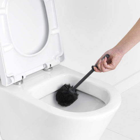 Brabantia ReNewToilet Brush & Holder Set (Matt Black) Free-Standing, Non-Slip/Scratch Base, Hygenic Discreet Toilet Bowl Cleaner...