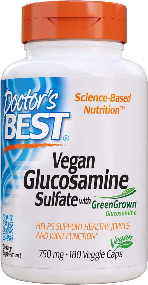 Doctor's Best Vegan Glucosamine Sulfate, Joint Support, Non-GMO, Vegan, Gluten Free, Soy Free, 750 mg 180 Veggie Caps (Pack of 1)...