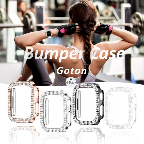 Goton 4-Pack Bling Bumper Compatible for Apple Watch Series 3 2 1 38mm Case, Women Glitter Diamond Rhinestone Protector Cover for iWatch Accessori...