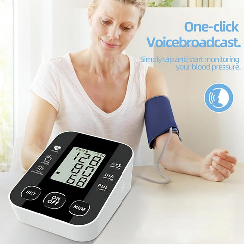 Upper Arm Blood Pressure Monitor Premium Blood Pressure Machine Automatic Arm BP Machine - Cuff 8.7''-12.6'', 100 Memory Sets, Voice Broadcast, Hi...