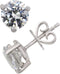 925 Sterling Silver Cubic Zirconia Stud Earrings 7 mm Round Rhodium Plated...