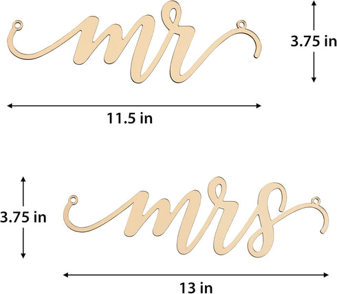 Lillian Rose Gold Laser Cut Mr and Mrs Chair Signs...