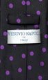 Vesuvio Napoli NeckTie BLACK w/PURPLE Polka Dots Design Men's Neck Tie...