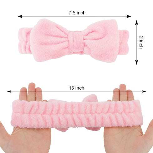 9 Pcs Pink Spa Headband, Sleepover Party Favors, Soft Coral Fleece Makeup Hair Band, Skincare Headbands, Makeup Headband for Face Washing Shower Y...
