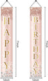 Pink Rose Gold Happy Birthday Door Banner Decorations, Birthday Party Porch Sign Supplies for Women Girls, Sweet 16th 21st 30th 40th 50th 60th Bir...