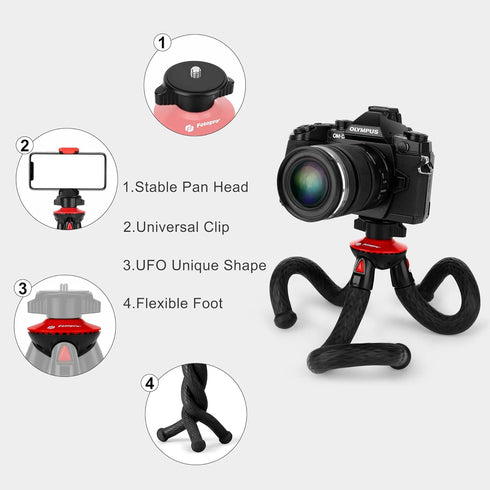 Camera Tripod Fotopro Flexible Phone Tripod Bendable Tripod for Mini Camera Handheld Tripod Stand for iPhone Vlogging Travel Video...