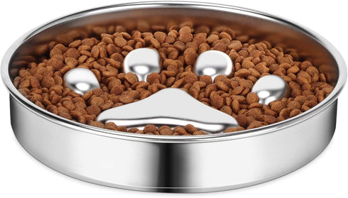 Slow Feeder Dog Bowls 304 Stainless Steel, 2 Cups Metal Food Bowls, Water Bowl for Small & Medium Sized Dogs, Fun Bloat Stop Pet Fast Eaters...