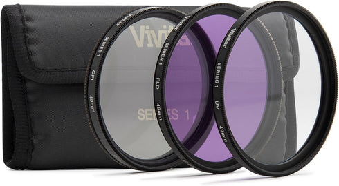 Vivitar 3-Piece Multi-Coated Glass Filter Kit (49mm UV/FLD/CPL)...