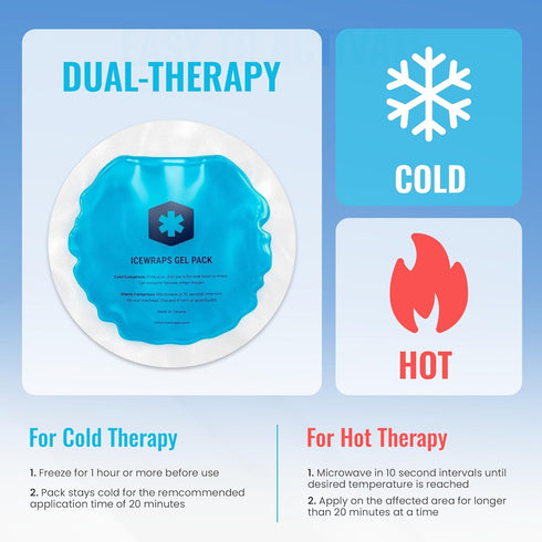 ICEWRAPS Round Ice Packs for Injuries Reusable, Hot and Cold Gel Ice Packs for Injuries, Hot and Warm Compress Soft & Flexible, Fast Relief & Reco...